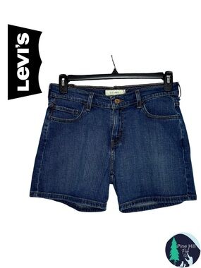 Levis 515 Denim Shorts Womens 8 Blue Dark Wash Chinos Mid-rise Red Tab Stretch